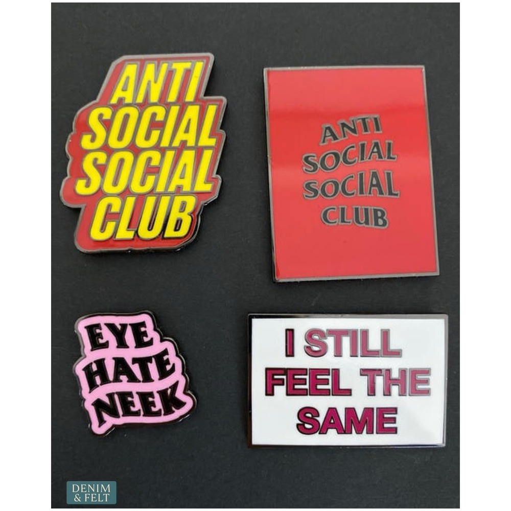NEW Anti Social Social Club Pink Set Enamel Pin Badge Collection Logo Streetwear